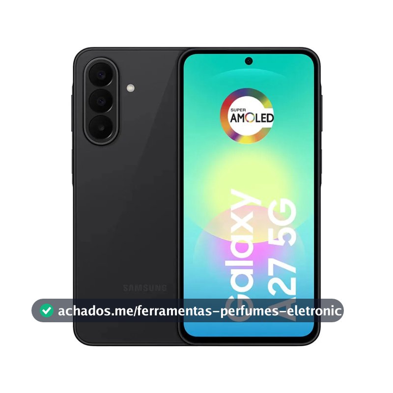 Smartphone Samsung Galaxy A27 5G 128GB 6GB, Super Amoled 6.7'', Câmera Tripla 50MP Selfie 12MP, 5000 mAh, Ip67, NFC, Dual Sim, Recursos IA - Preto