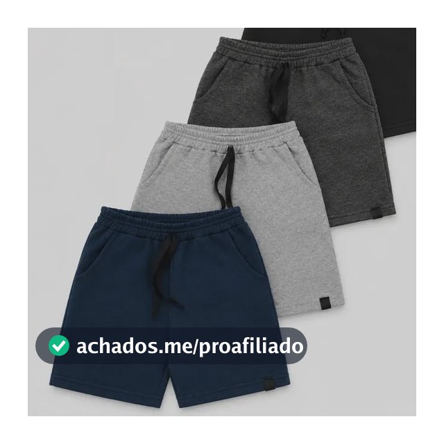 Kit 4 Bermudas Moletom Infantil Menino Com Bolso 4/6/8/10/12