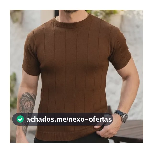 Camiseta Social Masculina Modal Tricô Macia Canelada Casual