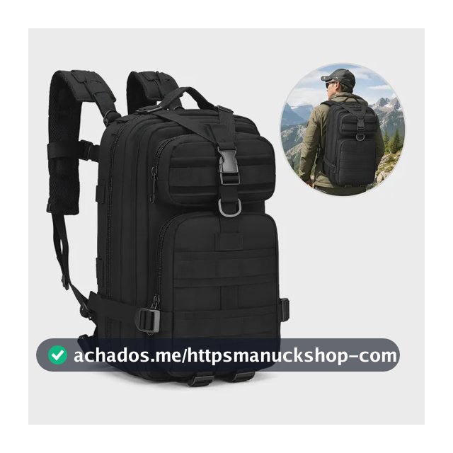 Mochila Tática Militar 30l Impermeável Reforçada Masculina Preto