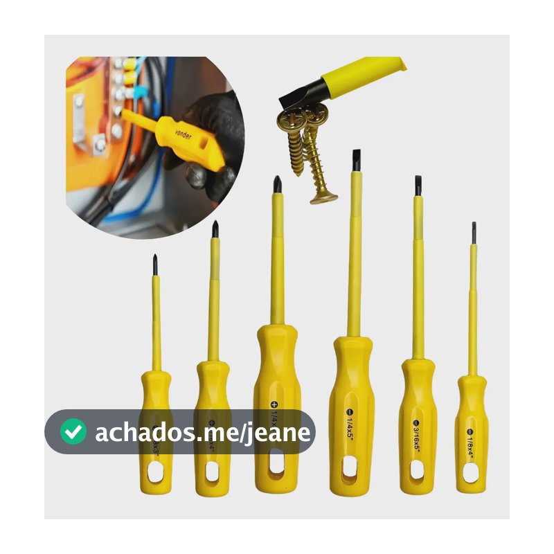 Jogo Chaves Fenda E Philips Isoladas Eletricista Imã 6 Peças