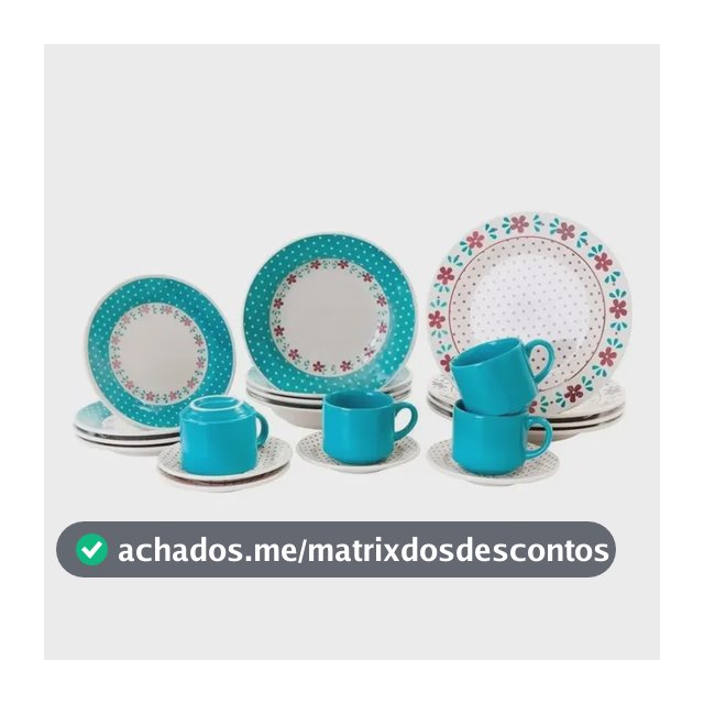 Aparelho De Jantar/chá Biona Oxford Donna Cerâmica 20 Peças Cor Branco/azul