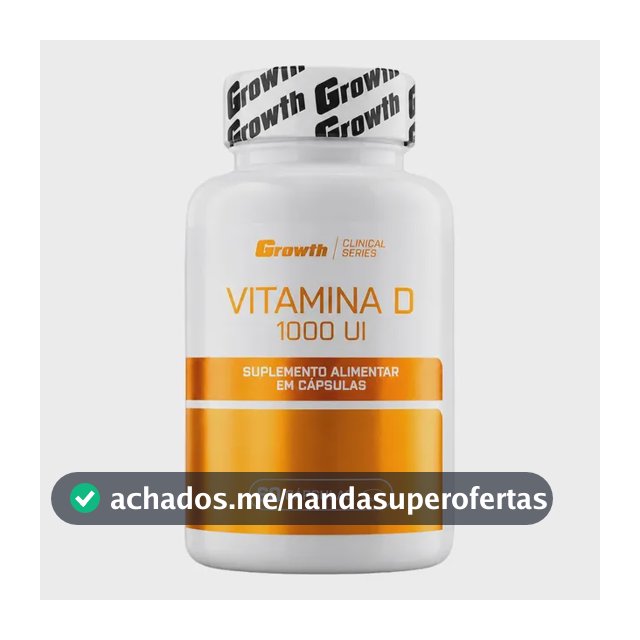 Vitamina D 1000ui 60 Caps Growth Supplements - Sem Sabor Sem Sabor