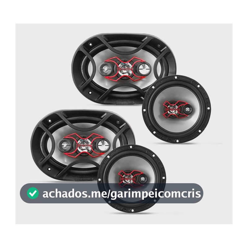 Alto Falante Bravox Kit Facil 6 + Triaxial Quadriaxial 6x9 Cor Preto