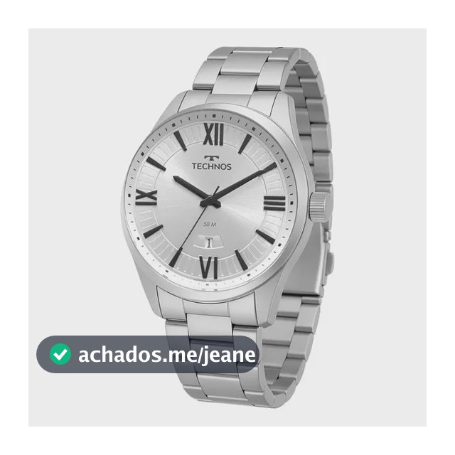 Relógio Technos Masculino Steel Prata Fundo Prateado