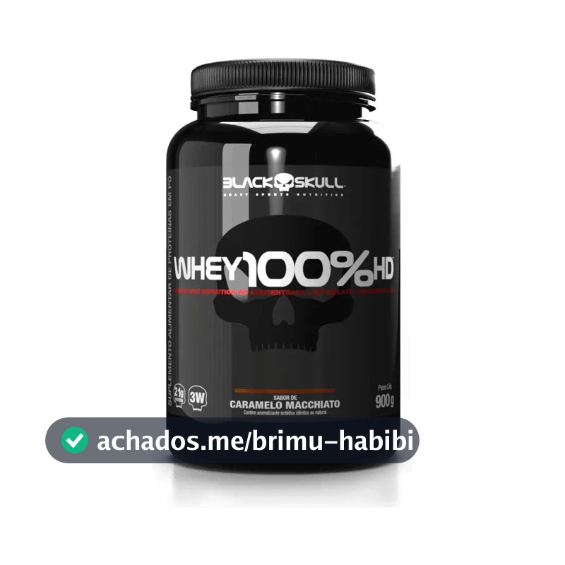 Whey 100% Hd Black Skull - 900g (wpc, Wpi E Wph) Caveira Pre Sabor Caramelo Macchiato