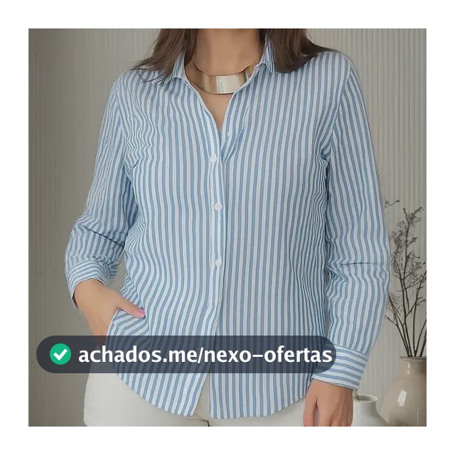 Camisa Social Feminina Listrada Blusa Listras Tendência Giz