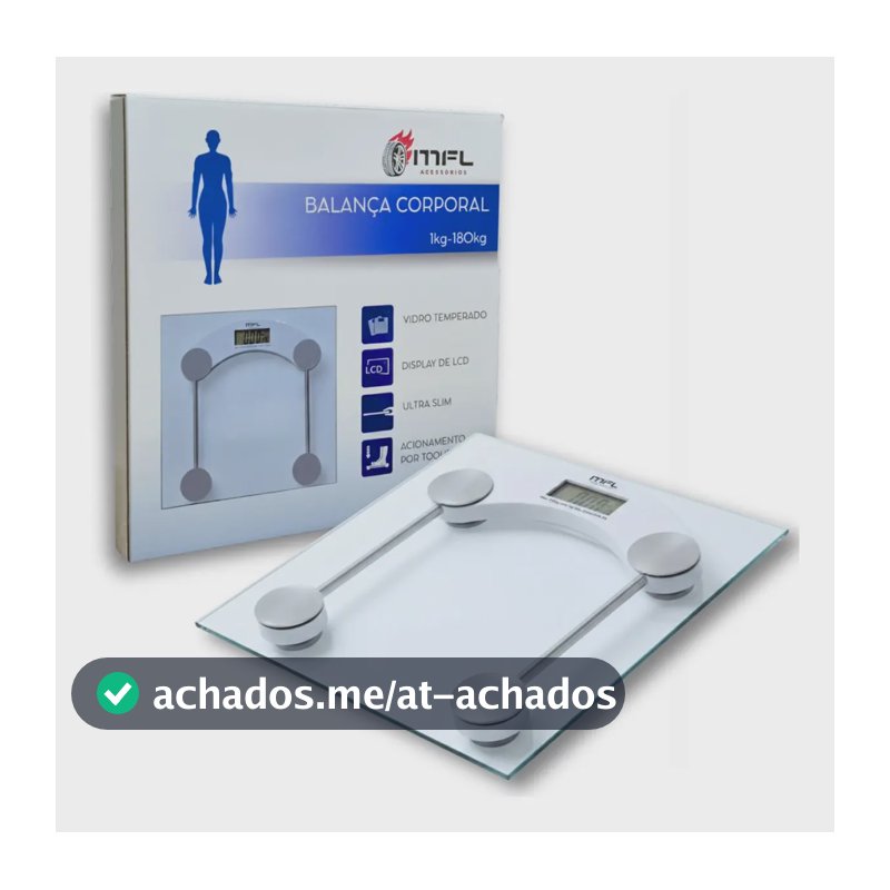Balaça Digital Vidro Ate 180kg Banheiro Academia Com Medidor De Temperatura Pilhas Marca MFL