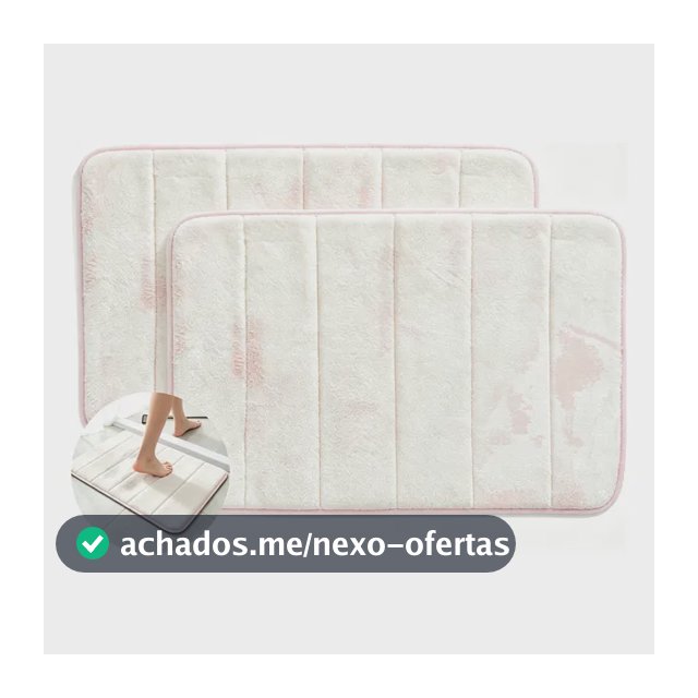 Kit 2 Tapetes Felpudos Banheiro Antiderrapantes 60x40cm Rosa Geométrico