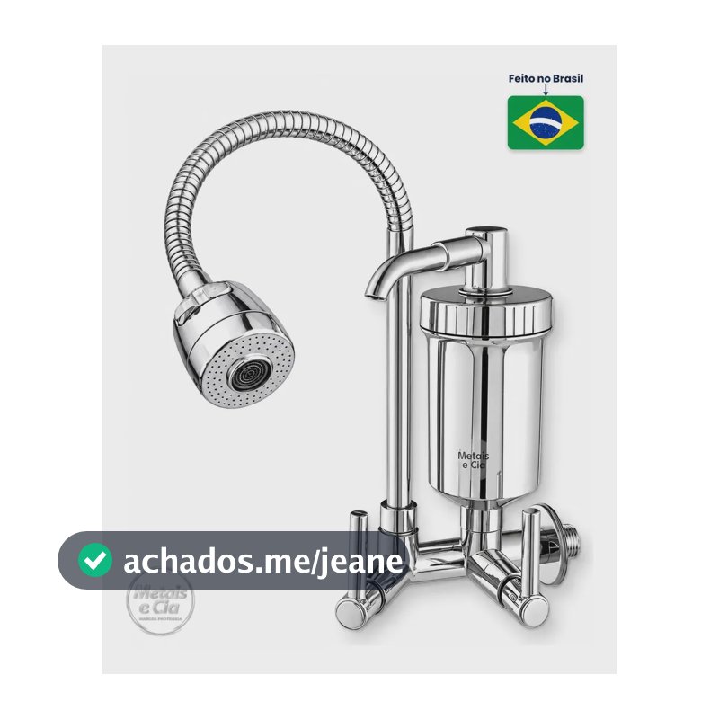 Torneira Com Filtro Com Purificador de Agua Gourmet Tubo Flexível e Bica Movel De 1/4 Volta Cromada A Mais Vendida Cromado Brilhante