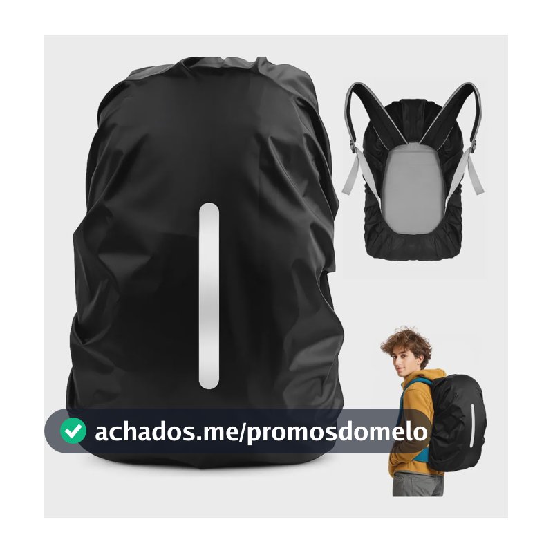 Capa Para Mochila De Chuva Refletiva Impermeável Protetora Para Motoboy Mala Anti Poeira Ajustável Amidila Cor Preto
