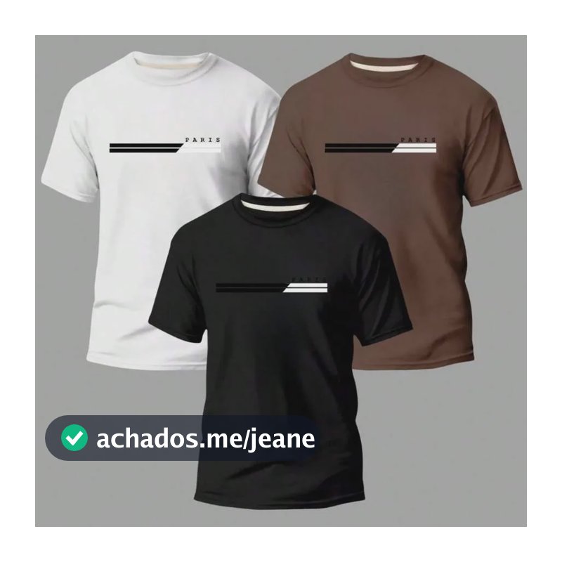 Kit 3 Camisas Masculinas 100% Algodão Premium Street Paris Marrom/caqui/branco G