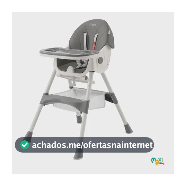 Cadeira Alimentação Infantil Portátil 2 em 1 Reclinável 3 Posições Bandeja Dupla Cherry Maxi Baby Cinza