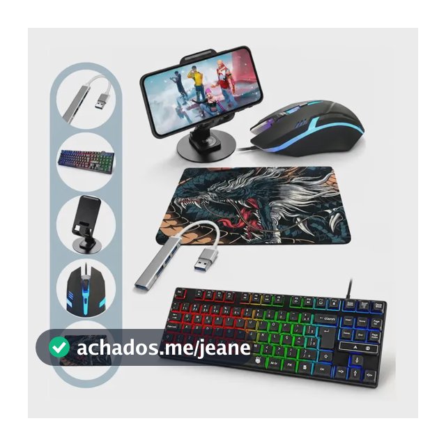 Kit Mobile Celular Teclado Led Hub Mouse Gamer Pad Office