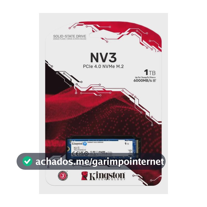 SSD Kingston NV3 1TB M.2 2280 PCIe 4.0 NVMe 6000 MB/s