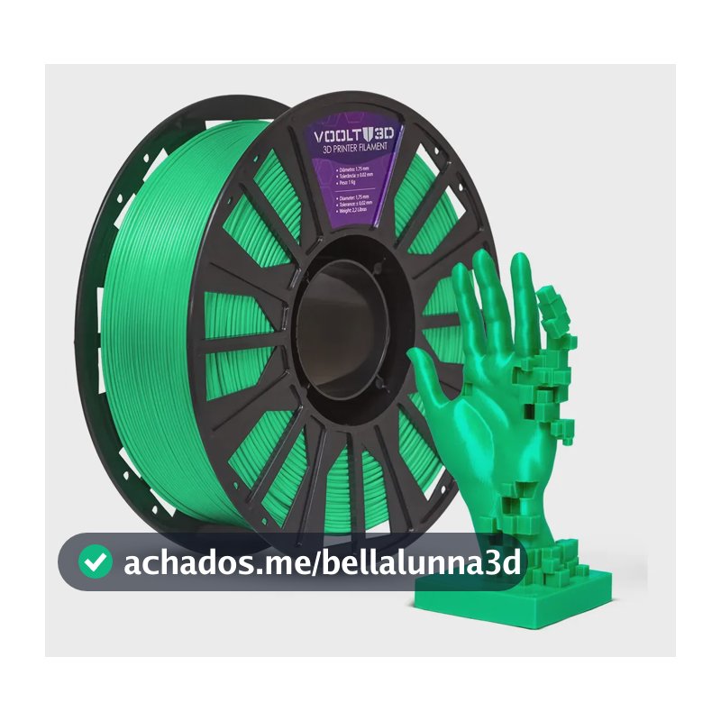 Filamento PLA Verde/ Green 1Kg Voolt3D 1,75mm Premium Para Impressão 3D Impressoras 3D Peças 3D Fabricação Nacional