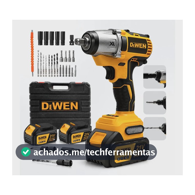 Chave De Impacto Parafusadeira 21v Profissional 2 Baterias Amarelo 127/220v