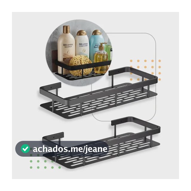 Kit 2 Suporte Porta Shampoo Sabonete Banheiro Adesivo Parafu Preto