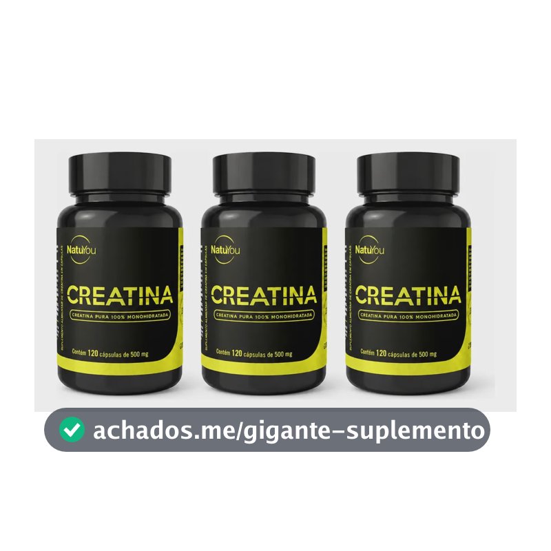 Kit 3 Creatina Monohidratada 120 Cápsulas 100% Pura Natuyou Sem Sabor