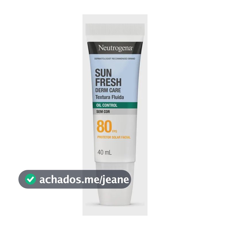 Neutrogena Sun Fresh Derm Care Oil Control Fluido Sem Cor FPS 80 40mL
