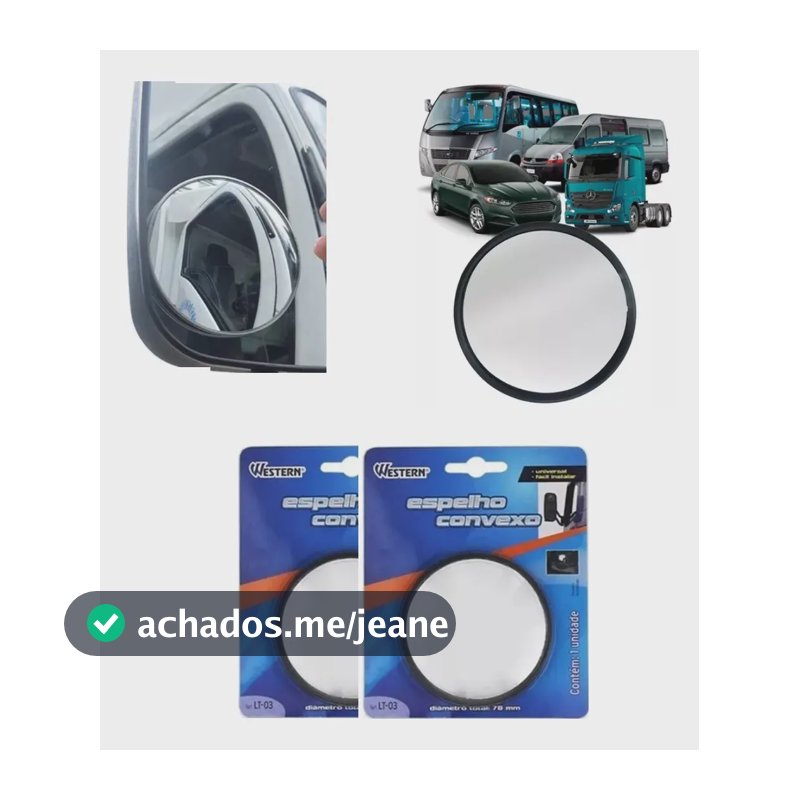 2 Espelhos Retrovisor Convexo Auxiliar Pra Caminhão Van