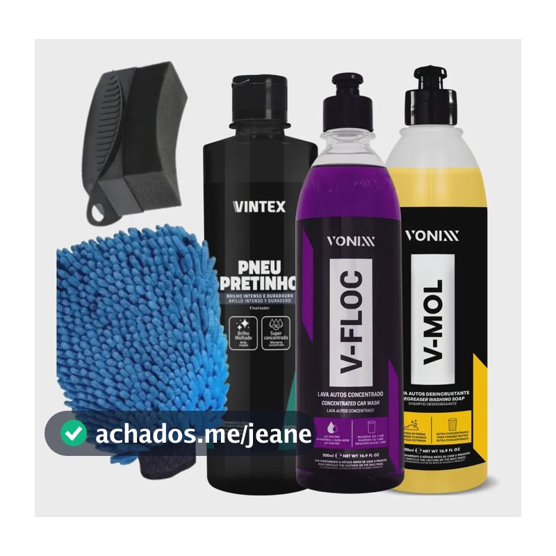 Kit Lavagem Automotiva Vonixx V-floc V-mol E Pneu Pretinho