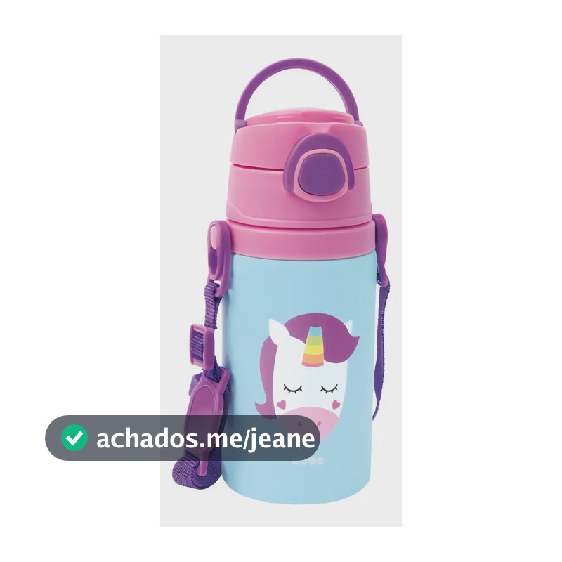 Garrafa Infantil de Alumínio Com Canudo Bichinhos e Silicone Buba Cor Violeta