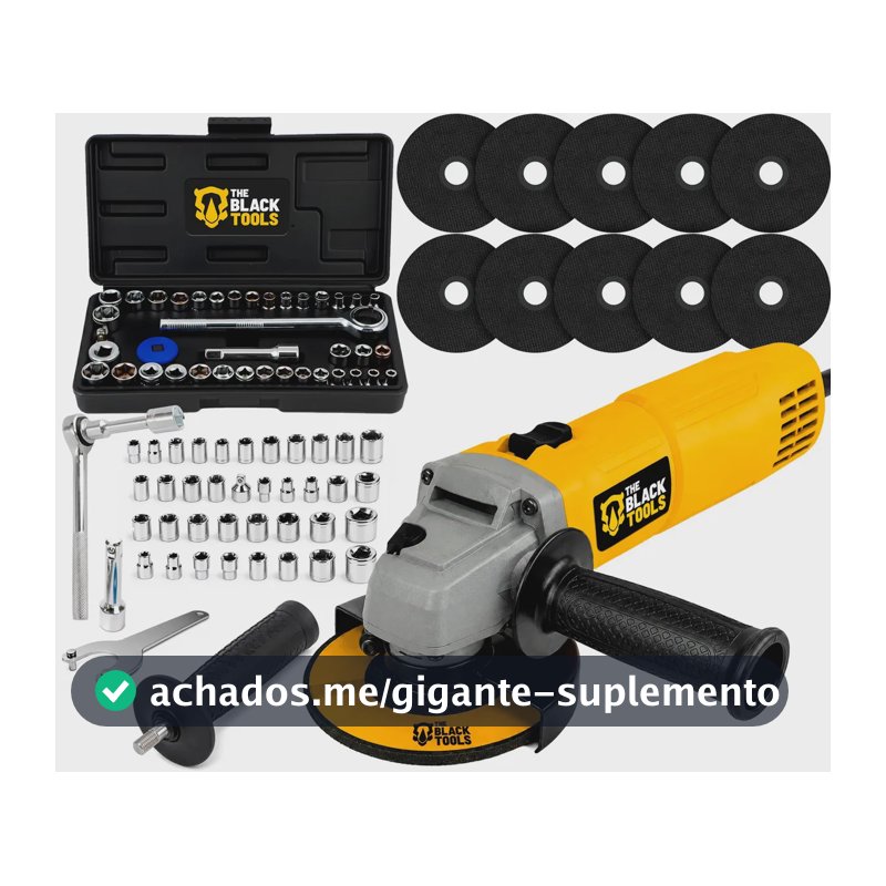 Esmerilhadeira Lixadeira Angular 780w 115mm 4.1/2 11000rpm Com Jogo De Soquetes 40 Peças Acessórios e Discos