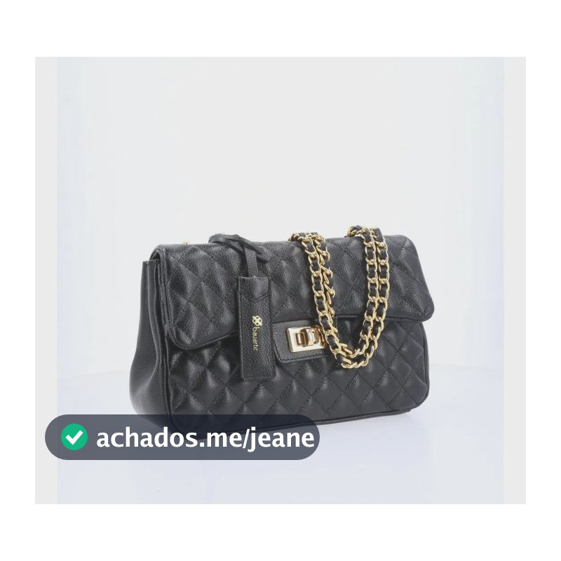 Bolsa Feminina Média Transversal Em Couro Legítimo Matelassê Cor Preto