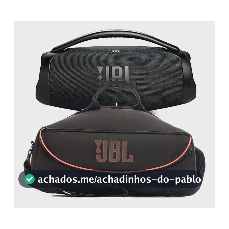 Case Triboshop Bolsa Preta Para JBL Boombox 3 2 1 Impermeável com Bolso Carregador