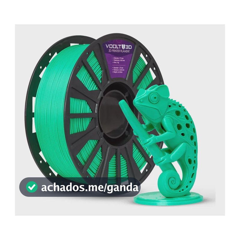 Filamento Voolt 3d Pla Verde Efeito Fosco Velvet Premium 1kg Verde Velvet