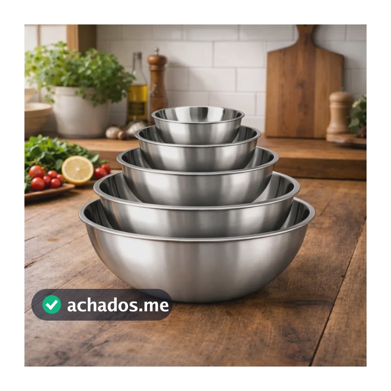 5 Tigelas Bowl Inox Com Medidor Multiuso Cozinha Misture, Meça E Prepare Receitas Com Precisão Profissional