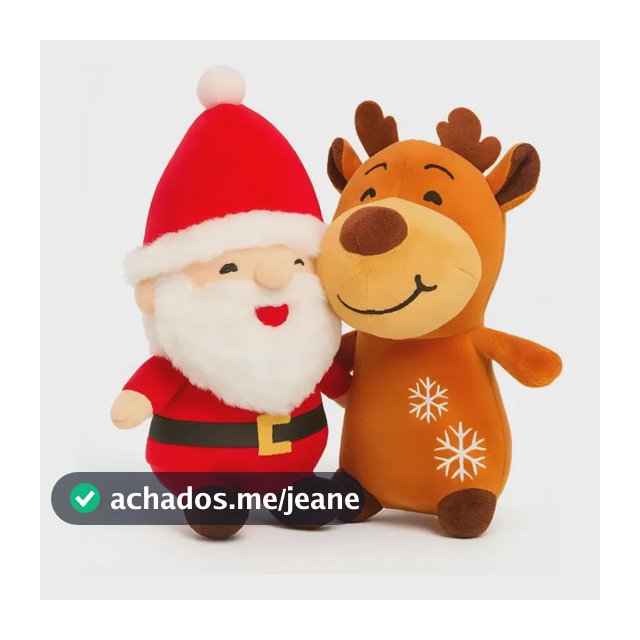 Kit Pelúcias Natalinas Papai Noel E Rena 20 Cm  Kit 2 Un