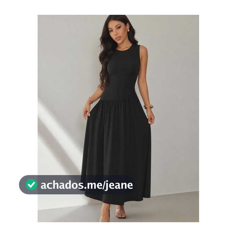 Vestido Longo Midi Social Feminino Moda Verão Drapeado Preto Gg