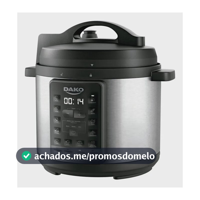 Panela De Pressão Elétrica Dako 1000w 6 L Multifunções Preta