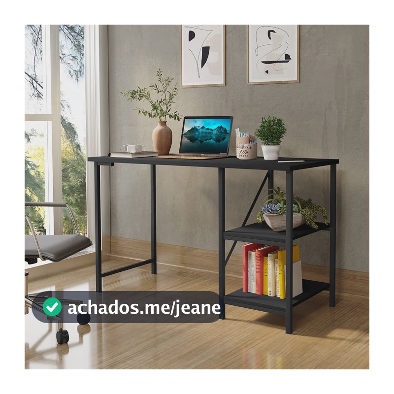 Escrivaninha Mesa Office Estudo Estilo Industrial Cor Preto 1,10m Klm Store