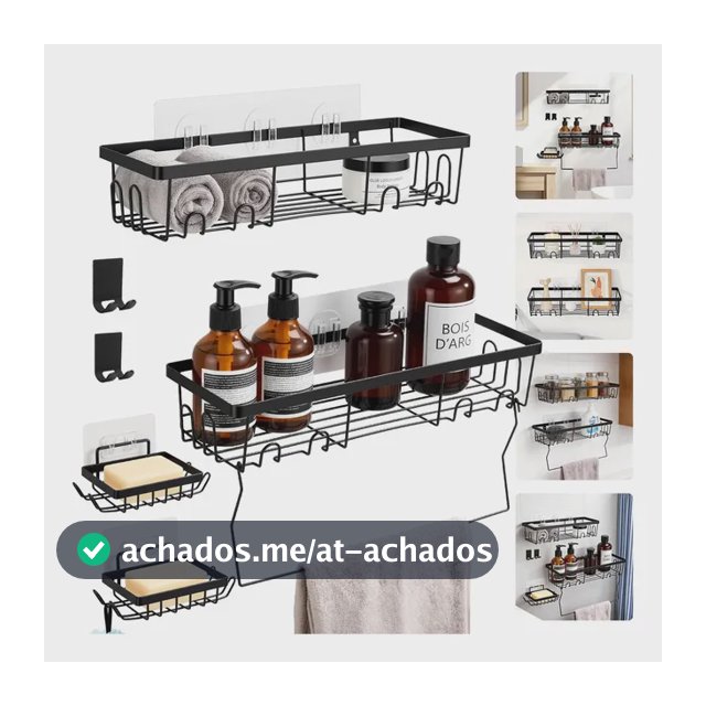 Kit 7 Suporte Porta Shampoo Sabonete Banheiro Adesivo Parede Preto