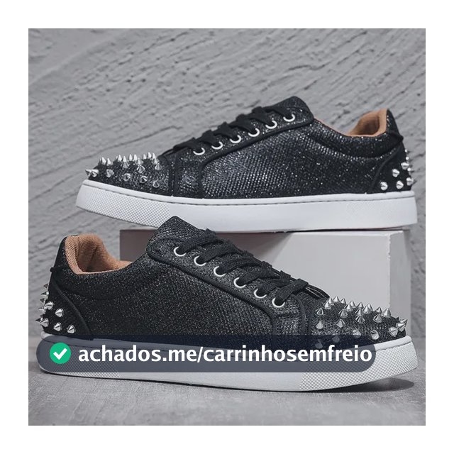 Tênis Esportivo Masculino Black Sliver Com Rebites E Diamant Black Sliver 42