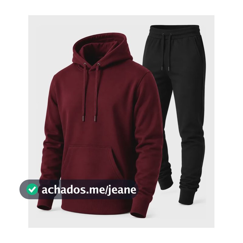 Conjunto Calça E Blusa De Moletom Liso Masculino Unissex M Bordo | Preto