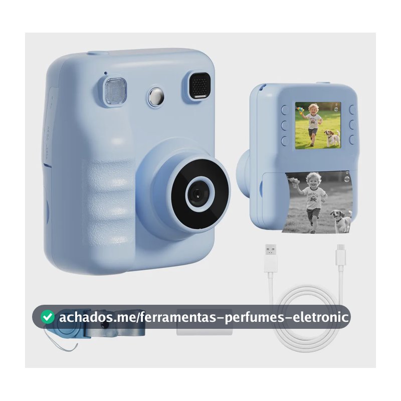 Câmera Instantânea Digital Infantil Inova Cases Para Imprimir Fotos e Gravar Vídeos Azul