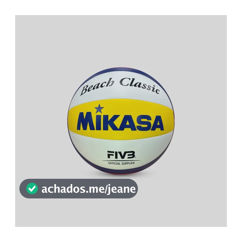 Bola de Volei de Praia BV552C-WYBR Couro Sintetico Costurado Branco Amarelo E Azul MIKASA