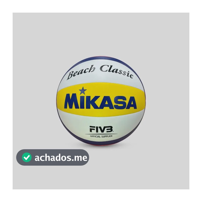 Bola de Volei de Praia BV552C-WYBR Couro Sintetico Costurado Branco Amarelo E Azul MIKASA