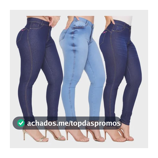 Kit 3 Calça Jeans Feminina Cintura Alta C/ Elastano Lycra