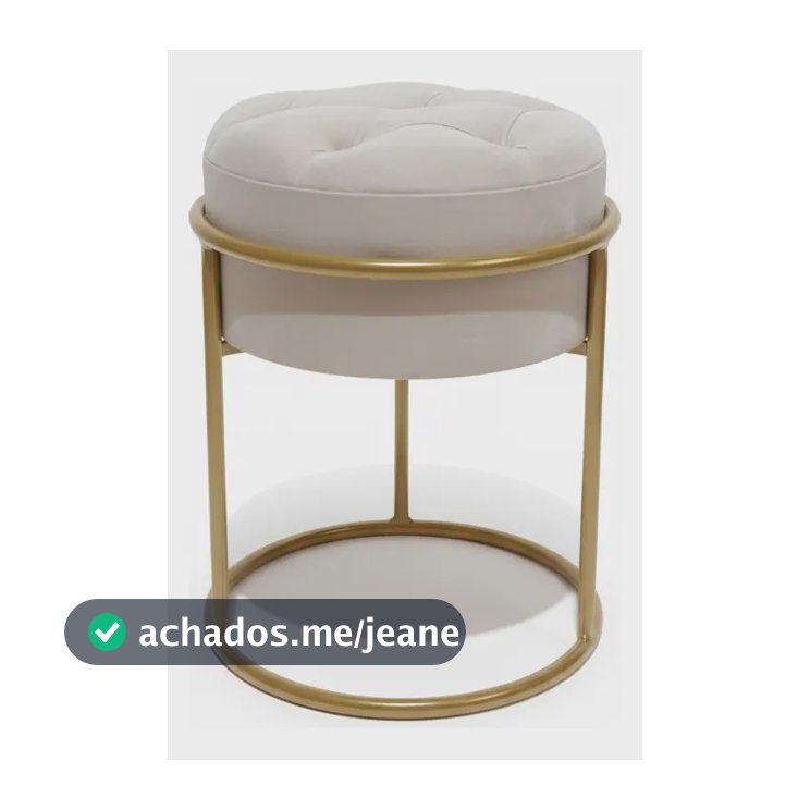 Puff Redondo Para Sala Em Veludo Decorativo Capitonê Off - Dourado