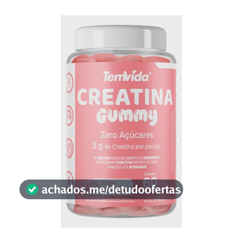 Creatina Gummy em Gomas Zero Açúcar 60 Unidades 3g Tem Vida