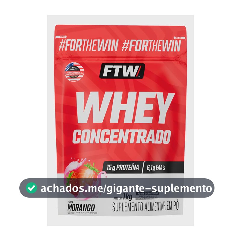 Whey Protein Concentrado 1kg Sabor Morango - Ftw