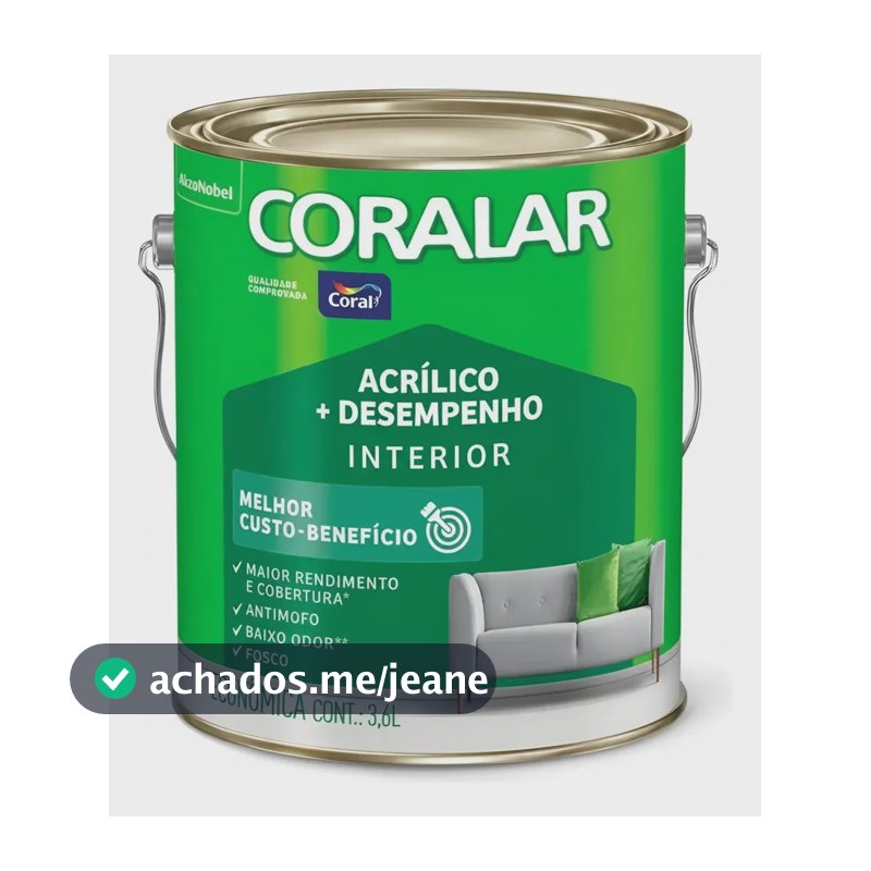 Tinta Acrílica Coral Coralar Fosca para Interiores 3.6L Pedra Preciosa