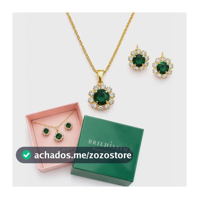 Conjunto Colar Brinco Zirconia Folheado A Ouro Presente