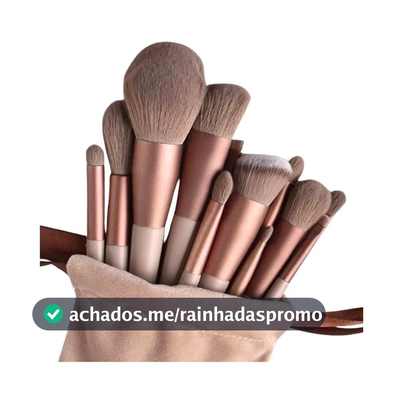 Kit Pincel De Maquiagem Com 13 Unidades Sombra Blush Cor Marrom