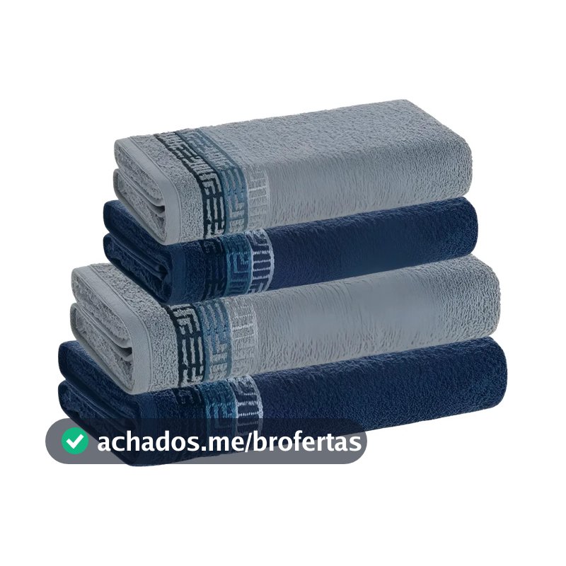 Jogo De Toalhas 4 Pçs Fio Cardado 100% Algodão Bosco Karsten Azul Serena/ Azul Naval Bosco